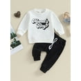 thumbnail image 2 of GXFC Baby Boys Fall Outfits Set Clothes 6M 1T 2T 3T Toddler Boys Long Sleeve Letter Print Sweatshirt and Drawstring Sweatpants 2 Piece Casual Autumn Clothing for Kids Boys, 2 of 8