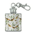 thumbnail image 1 of Yellow Song Birds Pattern Stainless Steel 1oz Mini Flask Key Chain, 1 of 4