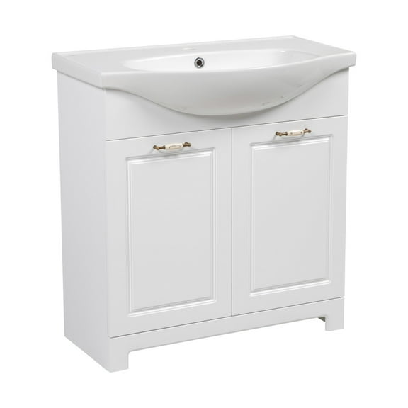 Modern Free standing Bathroom Vanity with Washbasin | Classic White Matt Collection | Non-Toxic Fire-Resistant MDF-32"-Omega Collection 40"