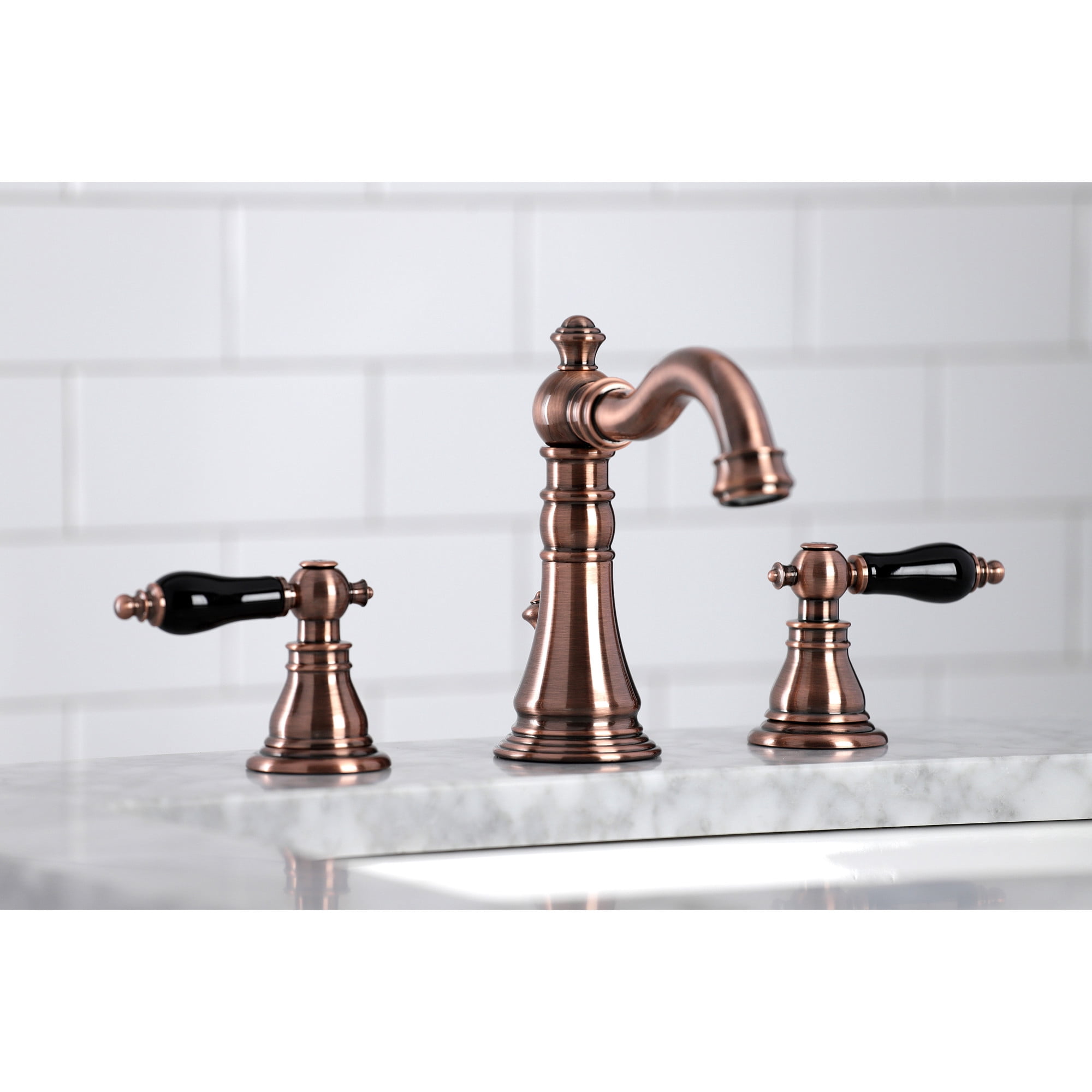 Kingston Brass FSC197AKLAC Duchess Widespread Bathroom Faucet with Brass Pop-Up, Antique Copper