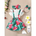 thumbnail image 4 of Coduop Newborn Baby Girls Jumpsuit Short Sleeve Bodysuit and Fruit Suspender Skirt Outfit Set, 4 of 9