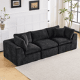 thumbnail image 2 of 108'' Chenille Sectional Sofa, Modern Boneless Cloud Couch with Deep Seat, 3 Seater Modular Sofa for Living Room, No Assembly Required, Black, 2 of 8
