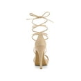 thumbnail image 2 of BLISSFUL STEP Women's Sandals Stiletto Heels Platform Heels Lace up Sandals Beige 6, 2 of 8