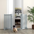 thumbnail image 2 of PawHut Dog Gate 3-Panel Foldable with Feet for Medium Dogs and Below, Grey, 2 of 10