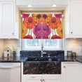 thumbnail image 5 of Yayeee Kitchen Curtains Tier Pair Light Filtering 27"x24" Rod Pocket Short Cafe Window Panel, Purple Hand Drawn Floral, 5 of 7