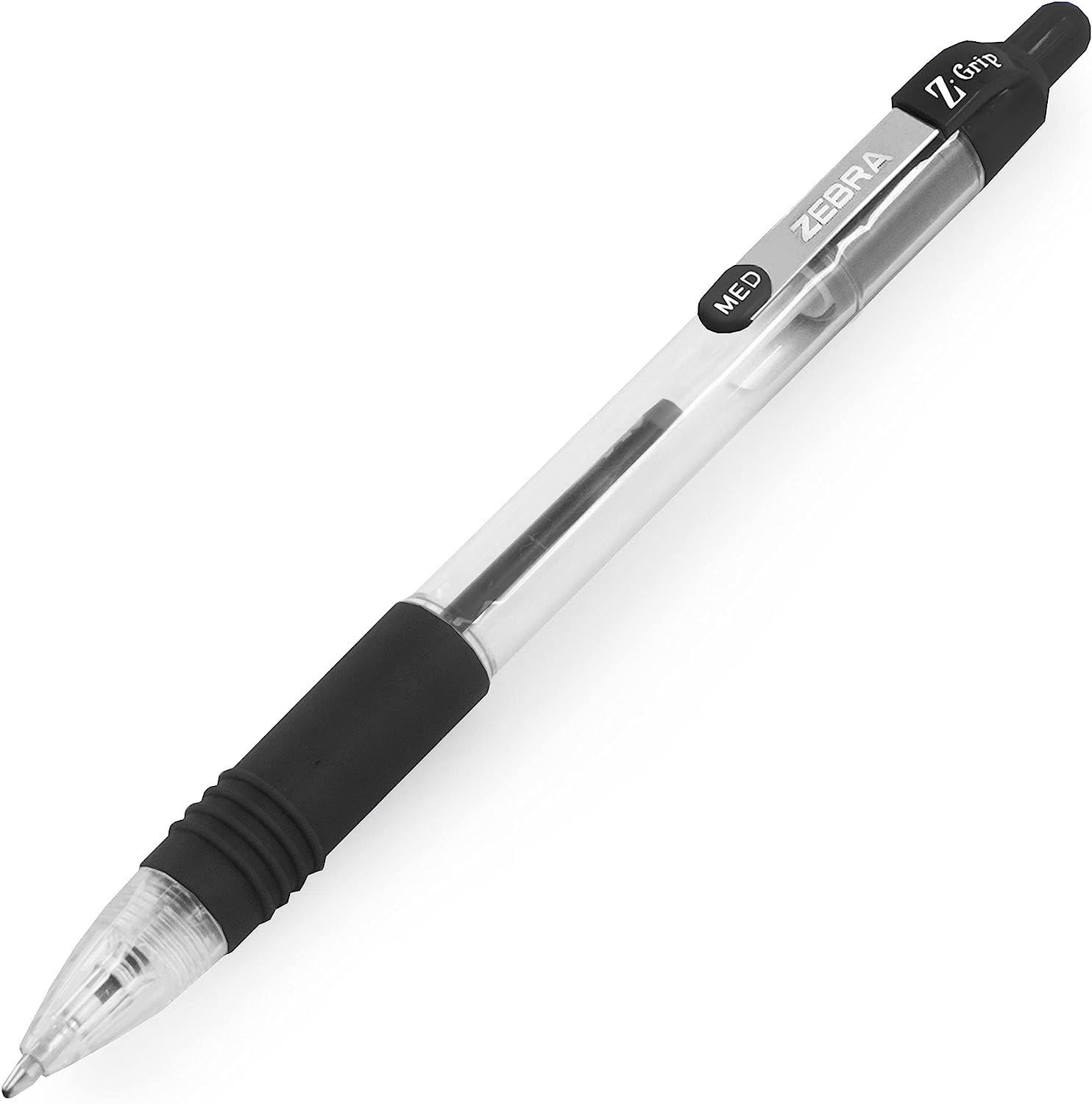 Zebra Z-Grip Retractable Ballpoint Pen - 1.0mm Nib - Economy Pack of 100 - Black Ink