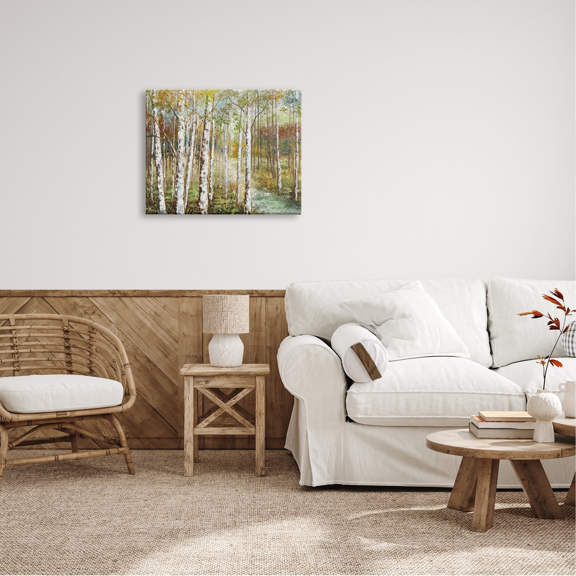Stupell Industries Beautiful Autumn Birch Grove Stream Painting , 30 x 24, Design by Nan