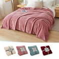 thumbnail image 6 of Btomtd 40"x60" Soft Flannel Blanket Embroidered Office Fleece Small Throw Blanket for Bed Sofa Household Thick Cover Blanket, Wine, 6 of 6