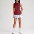 thumbnail image 7 of Nestiefly Womens Sleeveless Golf Shirts - Quarter Zip UPF 50+ Collared Polo Shirts, Quick Dry Zip Up Tennis Sports Active Tee Deep Red M, 7 of 7