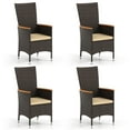 thumbnail image 1 of Gymax Patio Rattan Chairs 4 PCS w/High Backrest & Acacia Wood Armrests Cushion Mix Brown, 1 of 8