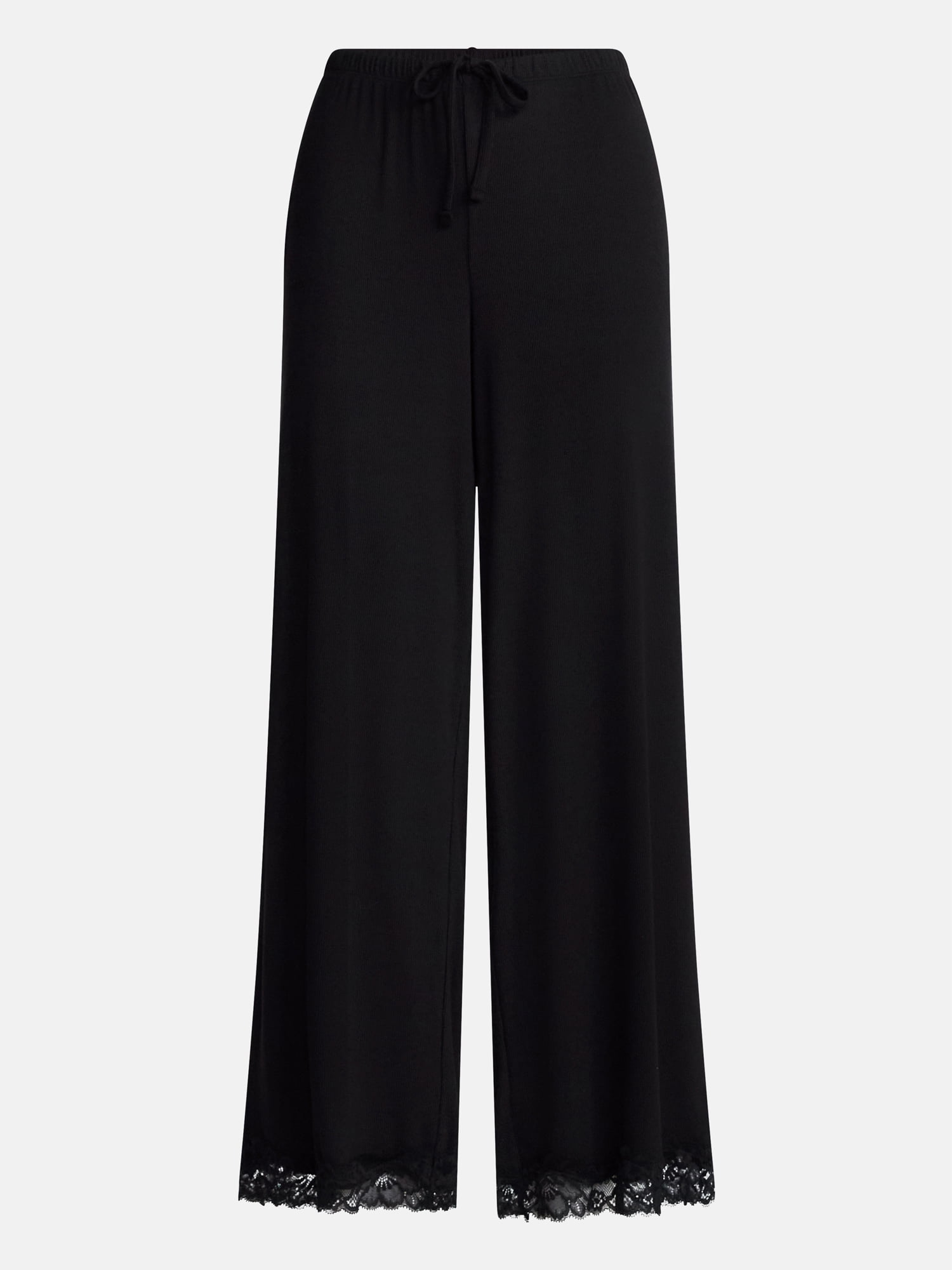 Joyspun Women’s Lace Trim Ribbed Pants, 30'' Inseam, Sizes XS-3X
