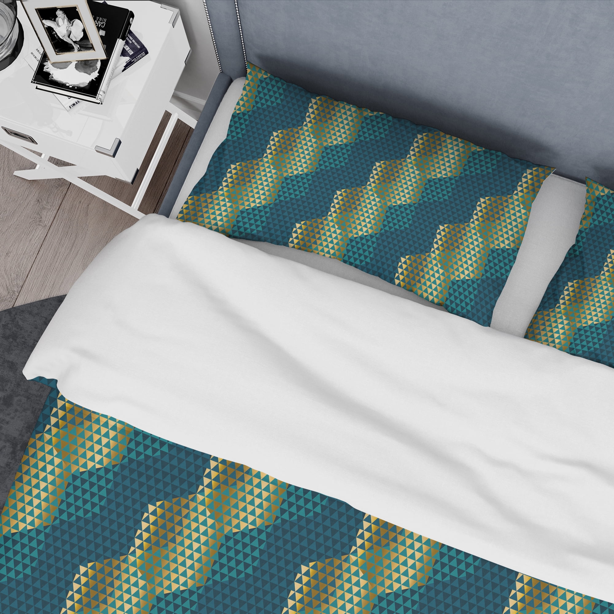 Designart 'Retro Hexagon Pattern V' Mid-Century Modern Duvet Cover Set