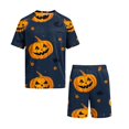 thumbnail image 6 of Leidass Mens Halloween Pajama Set Short Sleeve Sleepwear Lounge Set Crew Neck Tee and Shorts Casual Homewear Two Piece Outfit Green 2XL, 6 of 7