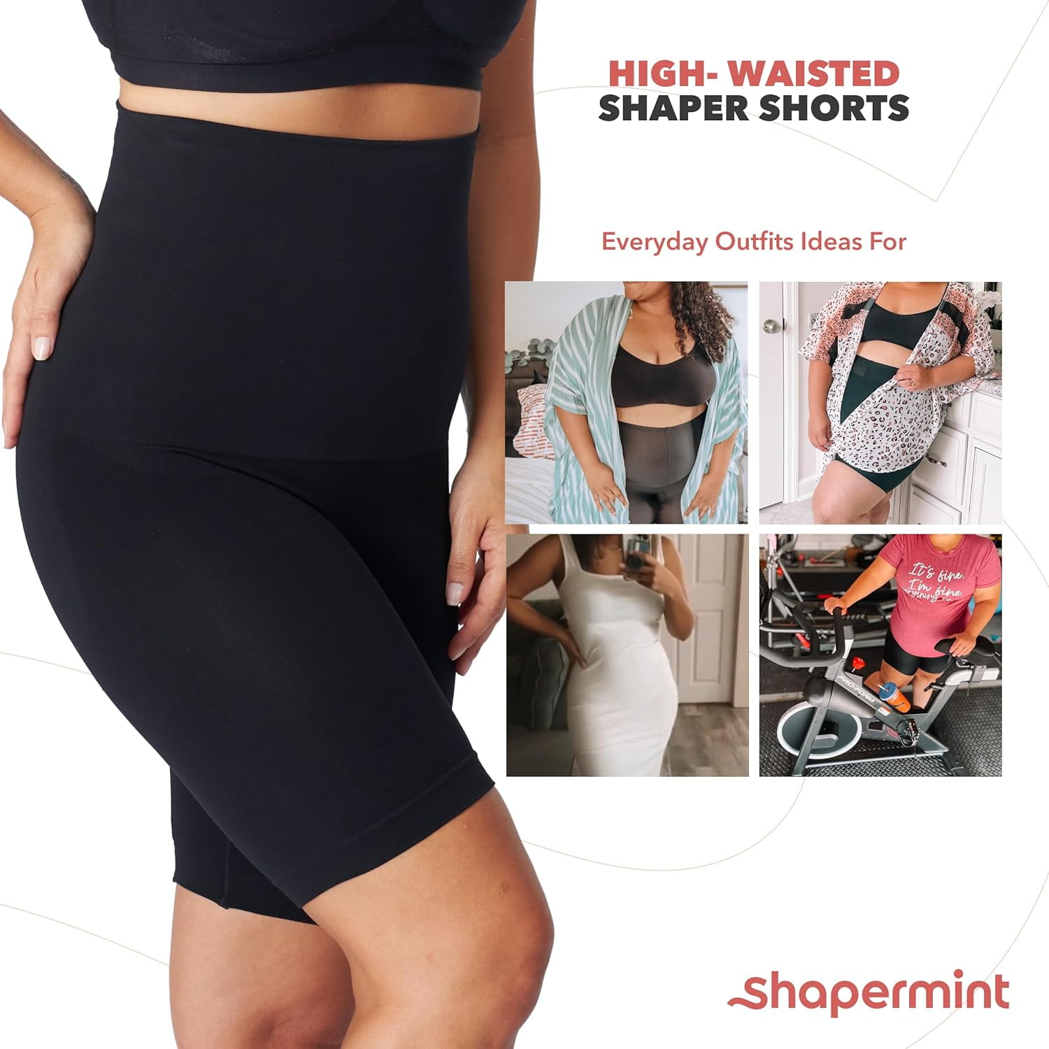 Shapermint High Waisted Shaper Shorts for Women All Day Comfort Tummy Control Seamless Design Walmart