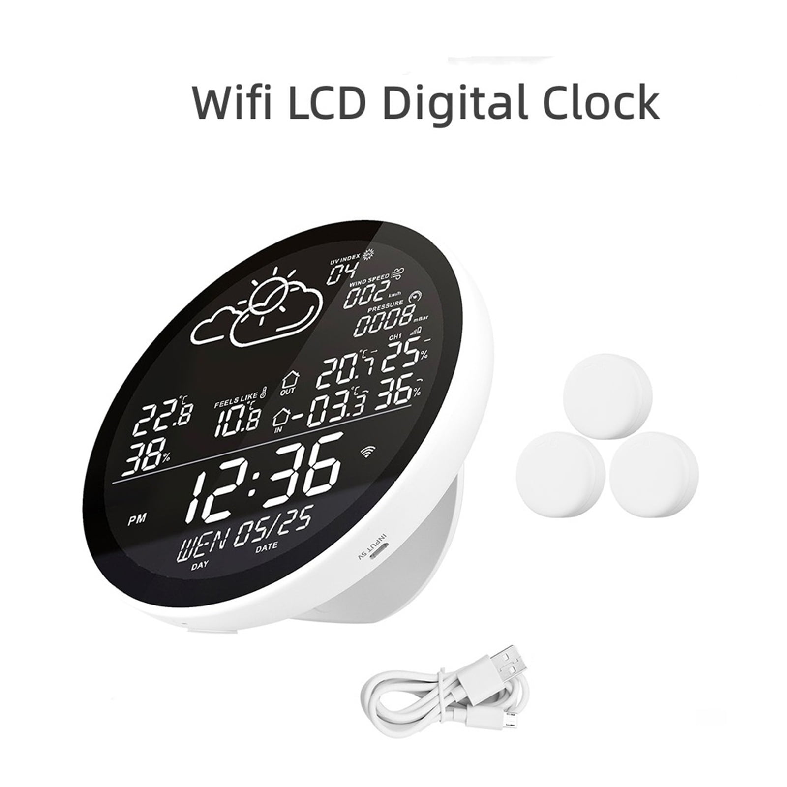Smart WiFi Weather Station, Indoor and Outdoor Intelligent Thermometer, Wireless Sensor, Hygrometer