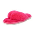 thumbnail image 3 of Onmygogo Fuzzy Indoor Flip-flop Slippers for Women Open Toe with Memory Foam, Soft Faux Fur Nonslip House Slippers(Rose,S), 3 of 8