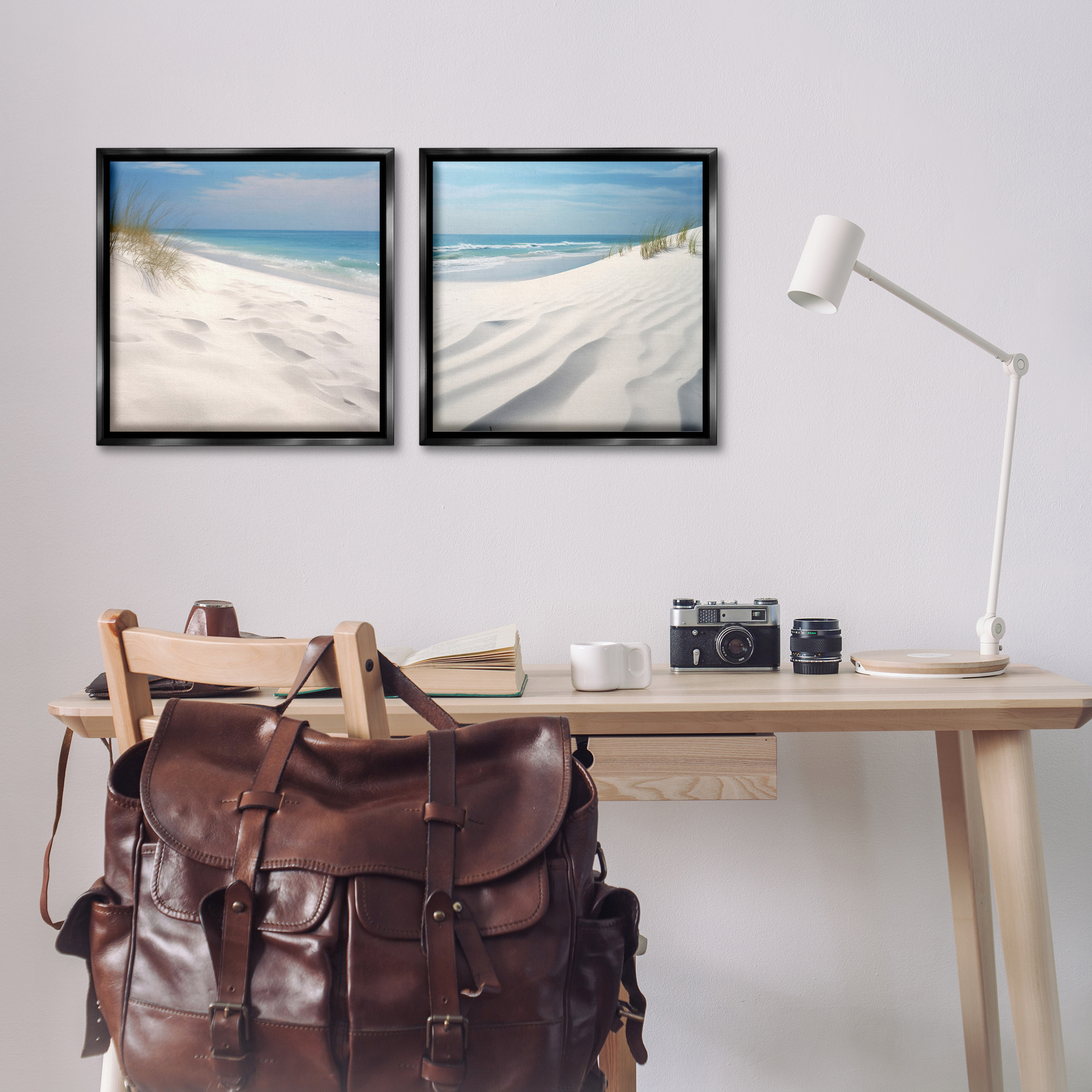 Stupell Industries Serene Beach Sand Dune Landscape & Nature Photography Black Floater Framed Canvas Art Print Wall Art, 18 x 18, Set of 2