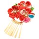 thumbnail image 1 of Accesorio para el cabello de estilo japonés Hanfu Tassel Horquillas Play Clip Barrette Floral Peluquería para ropa tradicional Kimono Decoración Roja (El patrón de tela es aleatorio), 1 of 6
