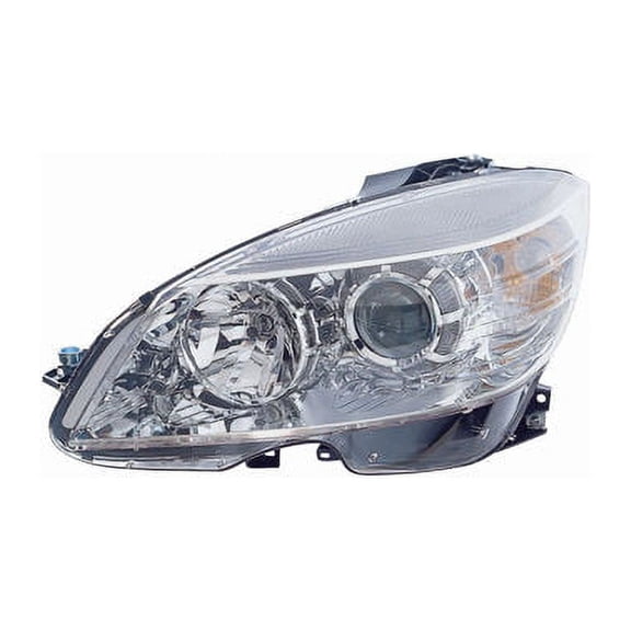 Left Driver Side Headlight Assembly - with Chrome Ring Around Hi-Beam Reflector - Compatible with 2008 - 2011 Mercedes Benz C300 (From 09/02/2007) 2009 2010