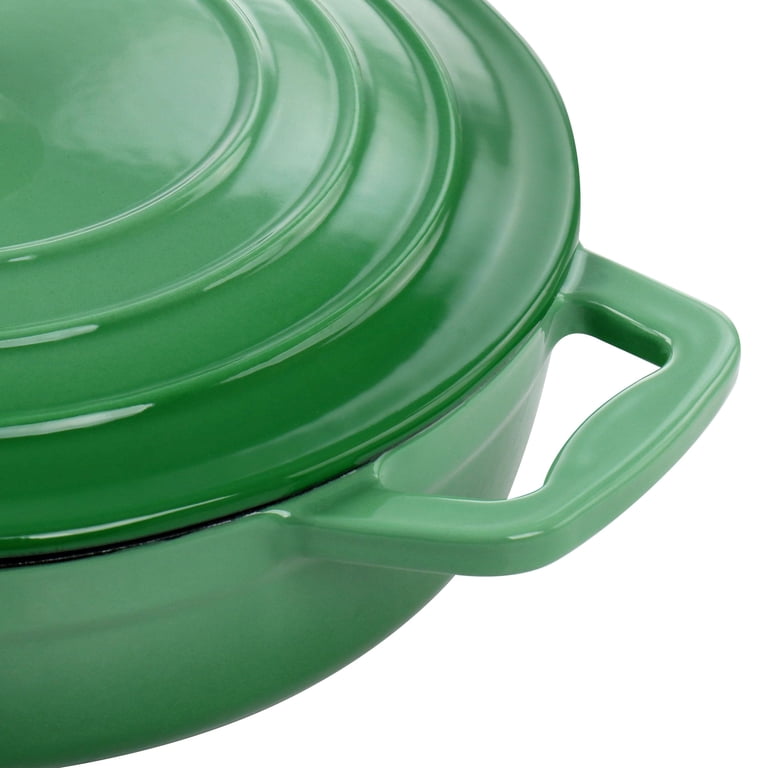MegaChef Enameled Cast Iron 2-Quart Braiser Pan in Green photo 5