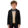 thumbnail image 3 of Pandaie Boys Wedding Fit Formal Suit Corduroy Lapel Single Breasted Blazer Jacket for Dress Up Outfits Black,7-8 Years, 3 of 6
