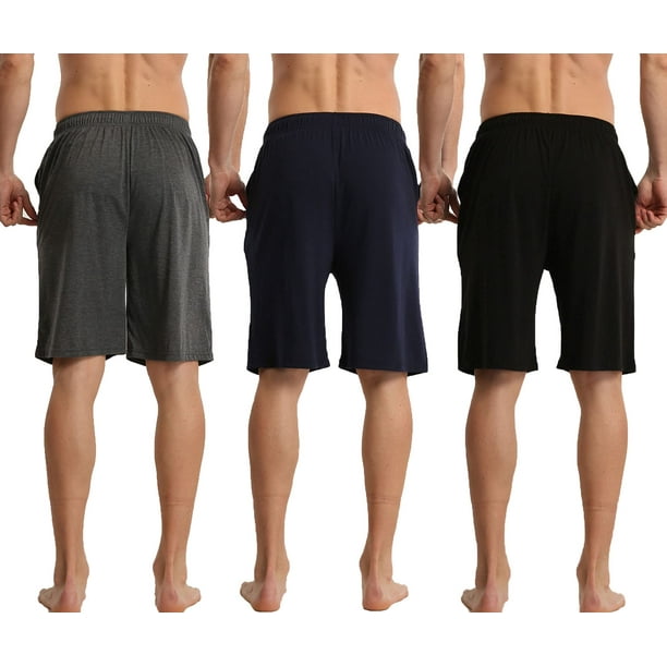 Men's Soft Solid Elastic Waistband Sleep Lounge Pajama Shorts (2- or  3-Pack) 