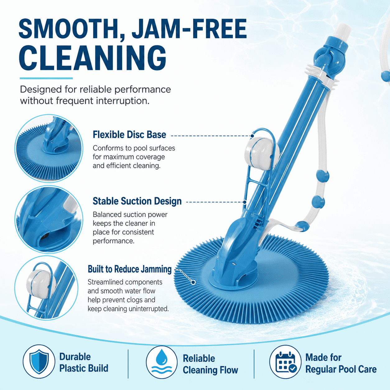 Alvantor Automatic Suction Pool Cleaner with 10 Hoses, No-Electric Pool Vacuum Cleaner for Above-Ground & Inground Swimming Pool