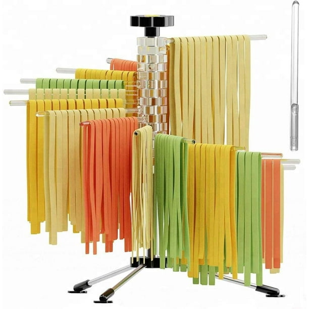 Pasta Drying Rack, Collapsible with Scraper,14 Rods anti slip Pasta Dry