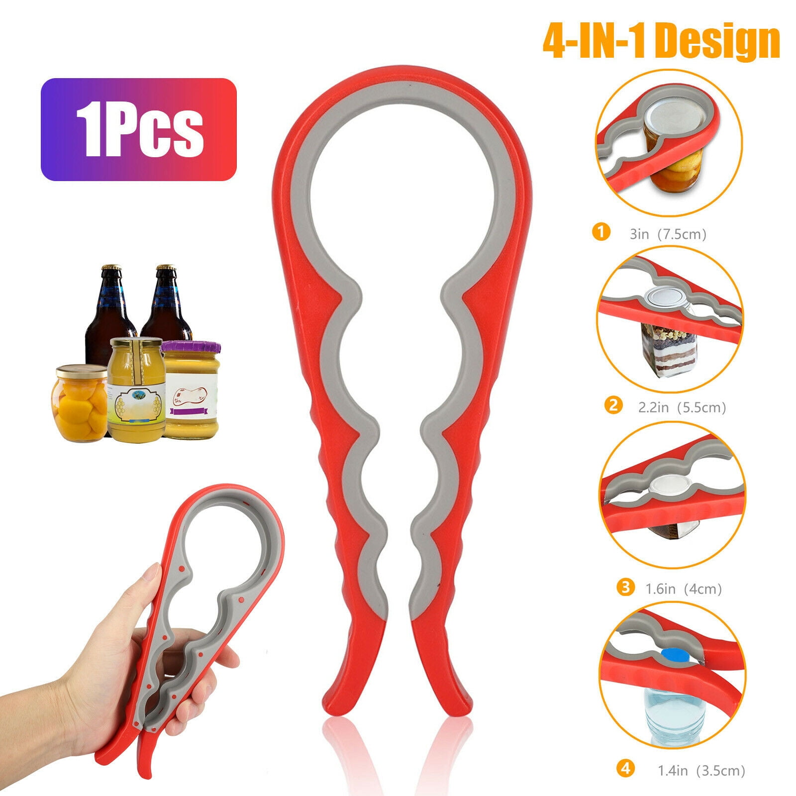 4 Sizes in 1 Gourd-shaped Can Jar Bottle Kitchen Opener Twister Wrench Tools LE 