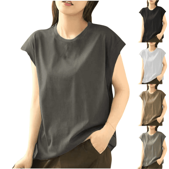 Paiwinds Women's Shoulder-Seam Short Sleeve Round Neck Pullover Top - Lightweight Nylon Spandex Blend Casual Shirt for Everyday Comfort & Relaxed Wear