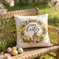 thumbnail image 2 of HuiXinOu Easter Decorative Pillow, Bunny and Chick Patterned Egg Print Cushion, Soft Comfortable Throw Pillow, Suitable for Sofa, Bedroom, Living Room Holiday Decoration, 2 of 6