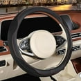 thumbnail image 2 of Nappa Leather Black Steering Wheel Cover, Advanced Microfiber Leather Non-Slip Breathable Fabric, Warm in Winter and Cool in Summer, Universal 15 inch, 2 of 5