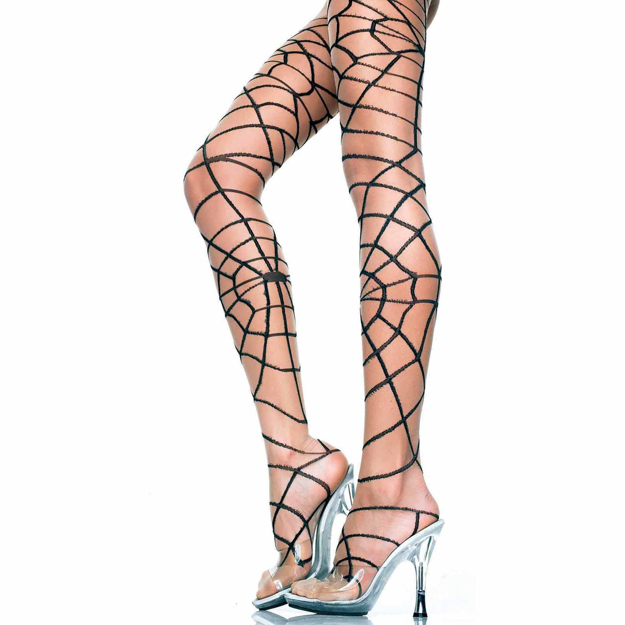 Spider Web Collants Résille Femmes Adultes Costume Halloween Accessoire Noir Standard 