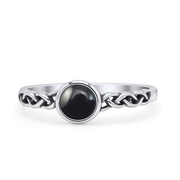 Celtic Style Round Thumb Ring Oxidized Statement Ring Band 925 Sterling Silver Size 5