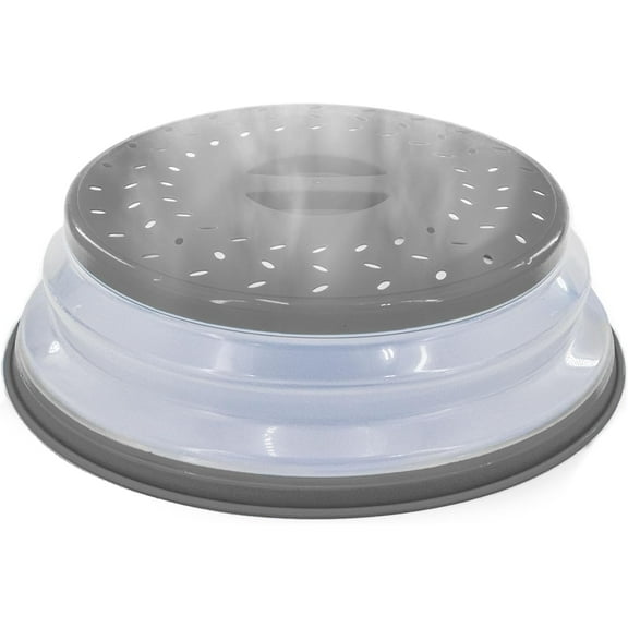 Microwave Splatter Cover Collapsible Microwave Cover for Food,Colander Basket for Fruit and Vegetable,10.5inch Grey