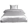 thumbnail image 1 of Ensemble de Literie pour la Maison 3 Pcs Housse de Couette Satin Soie pour Couette Gris Simple, 1 of 8