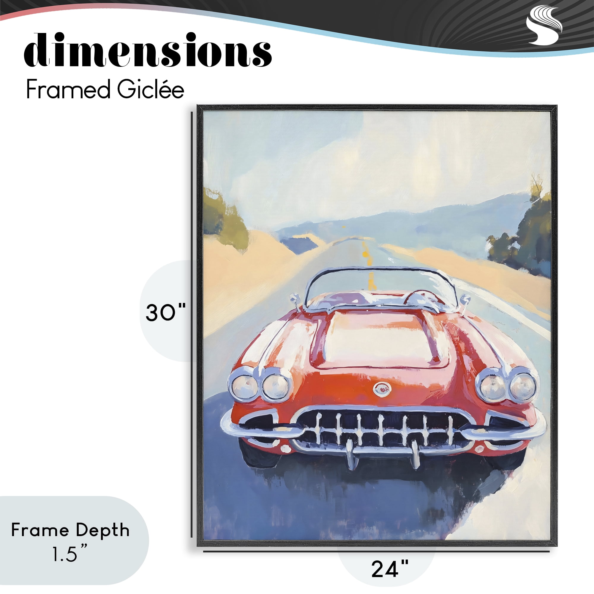 Stupell Industries Red Sports Car on Journey Black Framed Giclee Art, design by The Prints Vibe