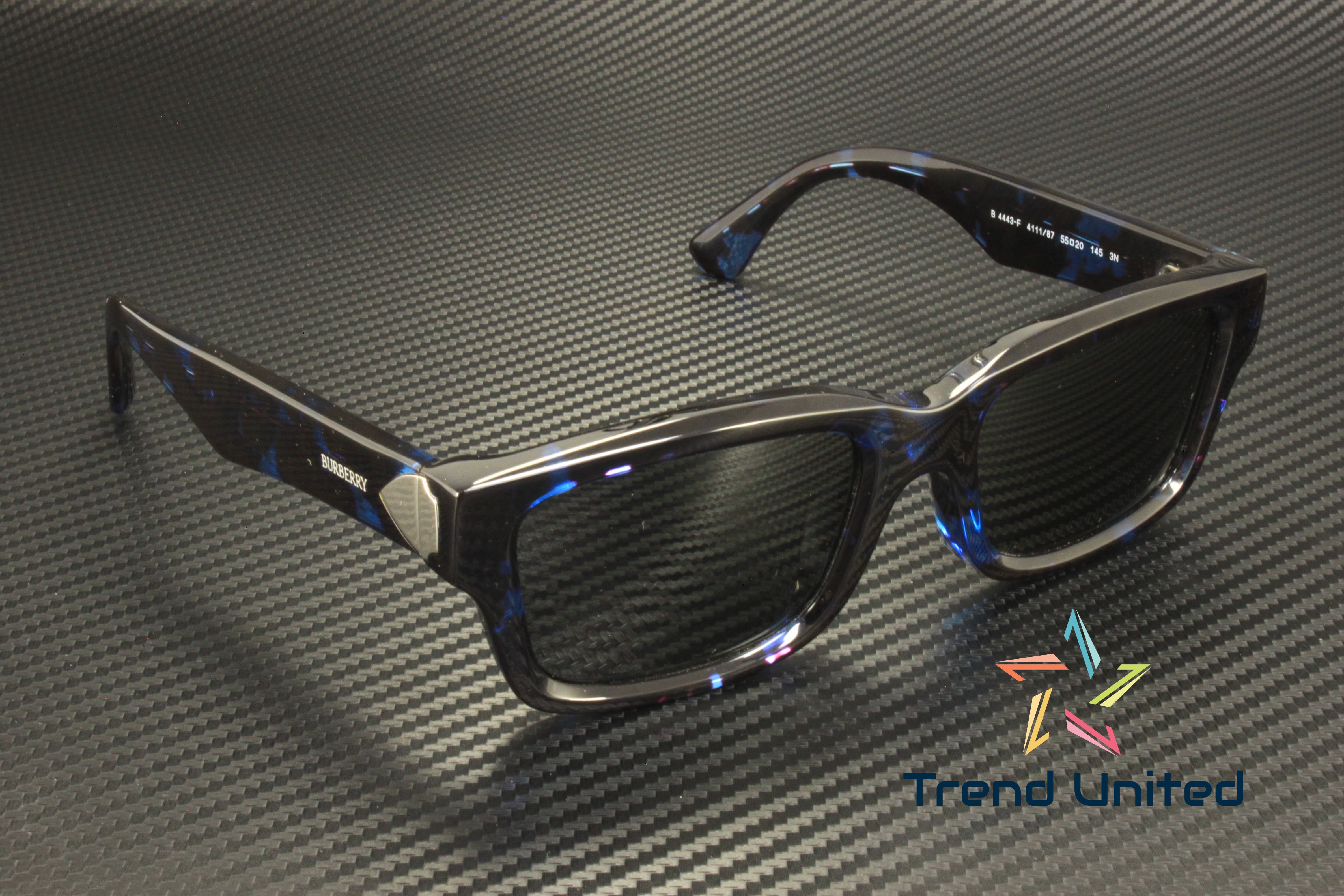 BURBERRY BE4443F 411187 Blue Havana Dark Grey 55 mm Men's Sunglasses