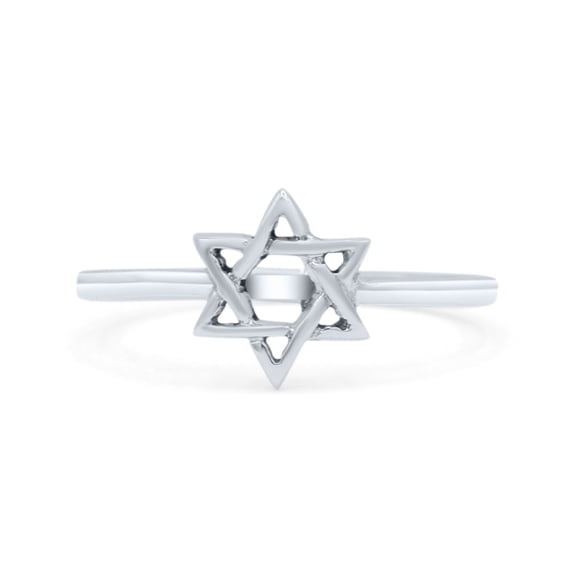 Classic Petite Open Star Of David Statement Inspired Thumb Ring 925 Sterling Silver Size 4