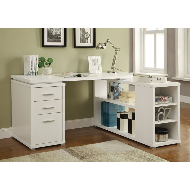 Coaster Yvette L Shaped Wooden Writing Desk in White