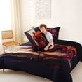 thumbnail image 4 of Metsweet Cute Dragon King Size Comforter Sets 3pcs, Vintage Library Animal Comforters King Size, Red Brown Black,Black Reversible,1 Comforter and 2 Pillowcases, 4 of 6