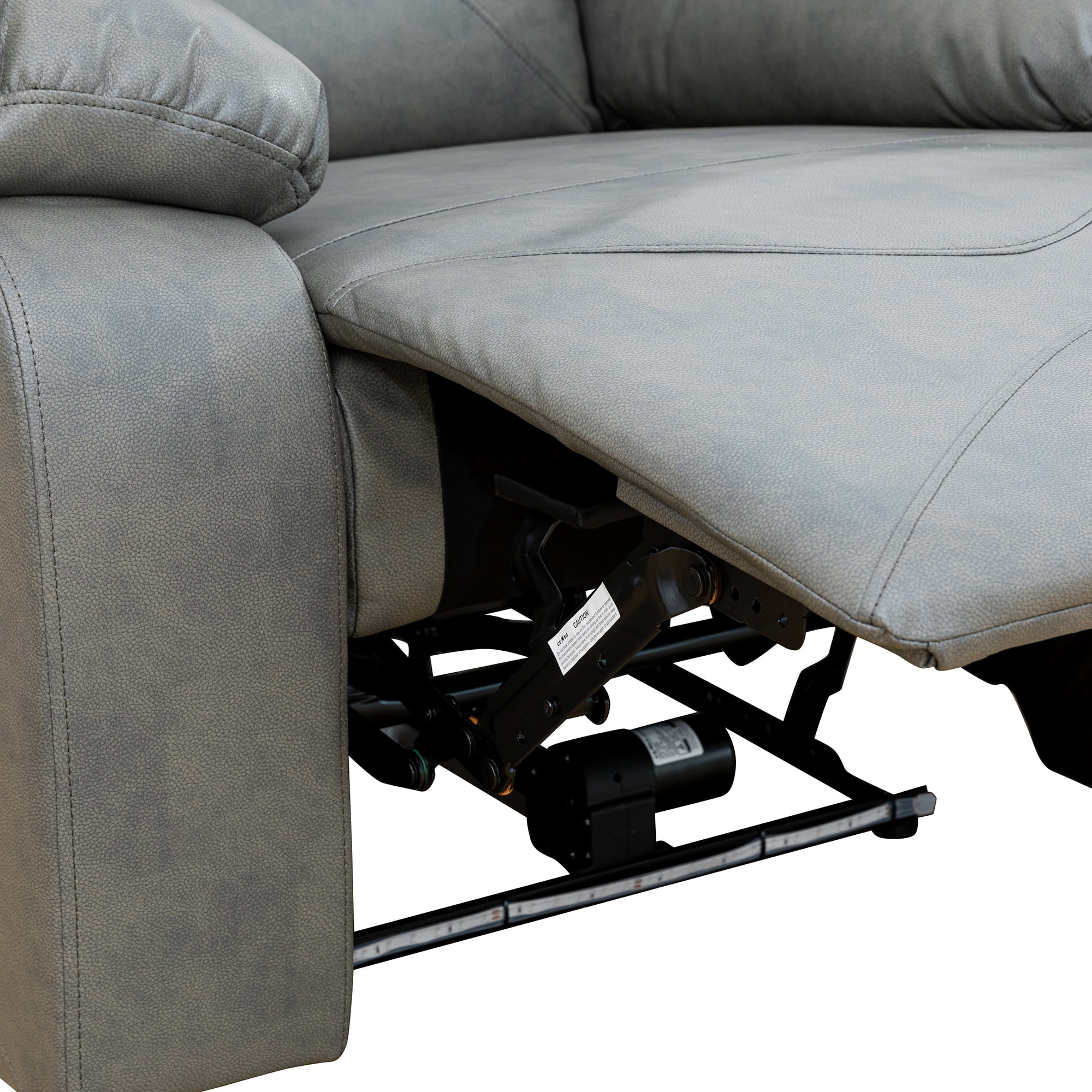 Gewnee 3-Seater Power Adjustable Sofa with Two Chaises, Console and Cup Holders, Air Leather and High-Elastic Sponge, Adjustable Recline, Perfect for Living Room,Silver
