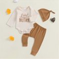 thumbnail image 2 of TOWED22 Newborn Infant Baby Boy Clothes Fall Winter Outfits Letter Printed Romper Pants Set Toddler Baby Boy Clothes Set,Beige,3-6 M, 2 of 5