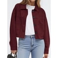thumbnail image 4 of Chaqueta Corta de Ante Sintético para Mujer, Informal, Ligera, para Otoño e Invierno. Vino Tinto XL, 4 of 8