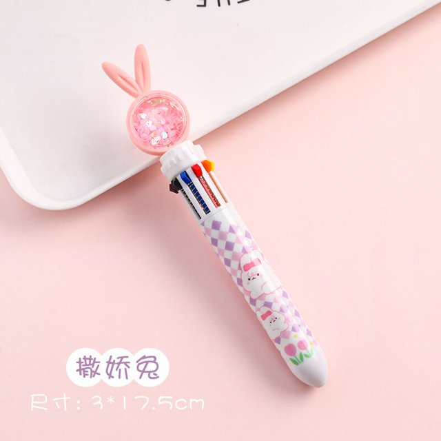 Bolígrafo grueso de silicona con dibujos animados de conejo Kawaii, bolígrafos de Gel Multicolor, suministros de oficina escolar, papelería de regalo, 10 colores