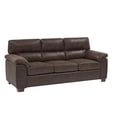 thumbnail image 3 of JERFIT 84" Vintage Tufted Sofa Couch, 3-Seater Leather Loveseat with Rolled Arms and Wooden Legs for Living Room, Dark Brown, 3 of 7