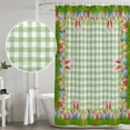 thumbnail image 4 of Easter Shower Curtain, Waterproof Shower Curtains for Bathroom, Rabbit Ears Colorful Eggs Green White Buffalo Plaid Washable Fabric Bathtub Curtain Set Bath Decor with 12 Hooks Extra Long 72"x96", 4 of 6