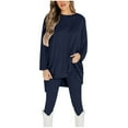 thumbnail image 1 of Ensemble Deux Pièces pour Femmes Mode Décontractée Couleur Manches Longues Col Rond Irrégulier, 1 of 5