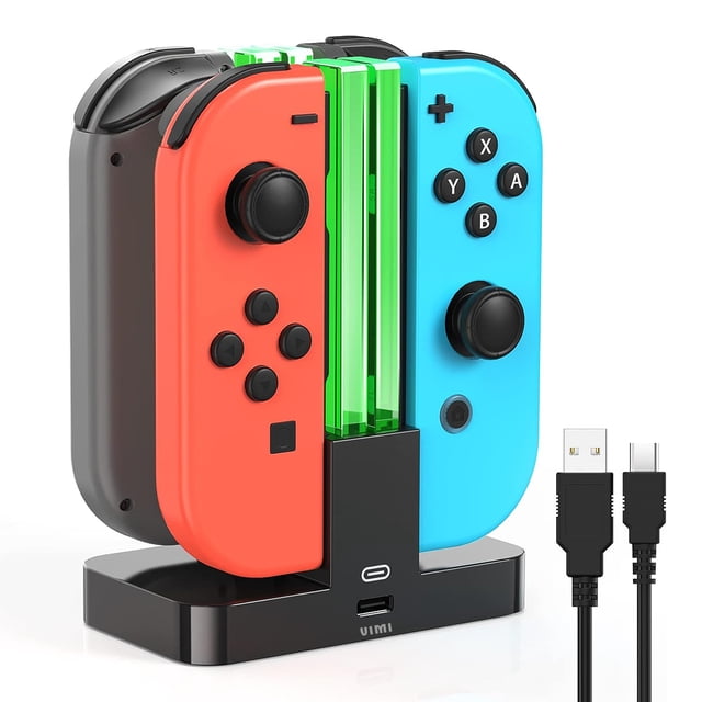 Base Cargador Led 4 En 1 Compatible Con Controles Joycon De N Switch