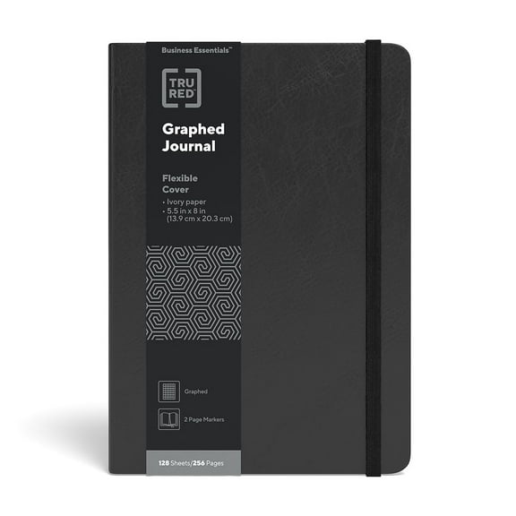 Staples TRU RED Medium Flexible Cover Graph Journal Blk TR54778